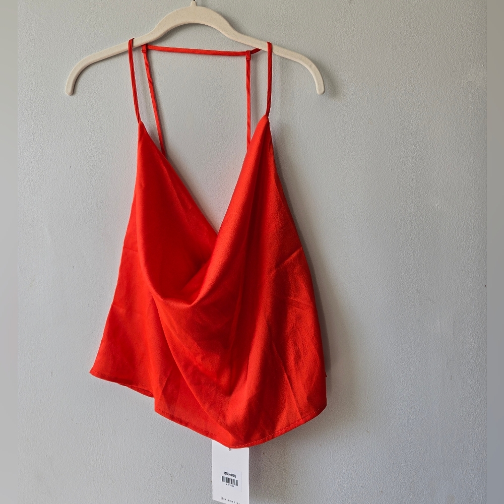 Hello Molly orange Cowl Neck Slip Top NWT